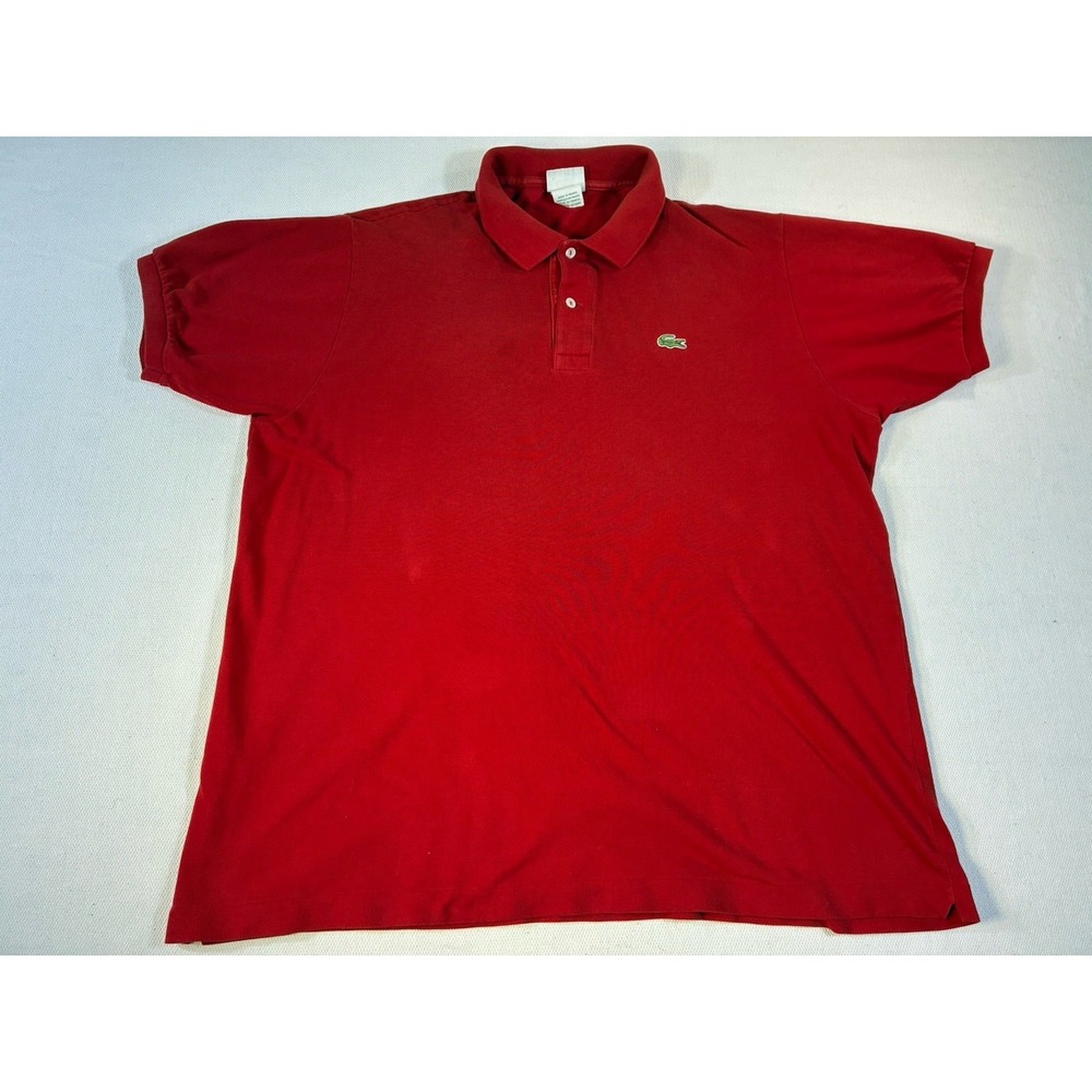 Vintage Lacoste Polo Shirt Mens 7 Red Short Sleeve Classic Fit Pique France L/XL